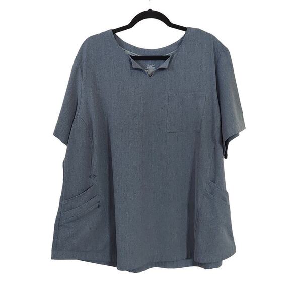 Climate Right by Cuddl Duds Women's Heather Gray Scrub Top - Picture 1 of 9